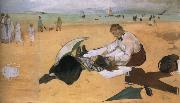 Edouard Manet On the beach,Boulogne-sur-Mer oil painting